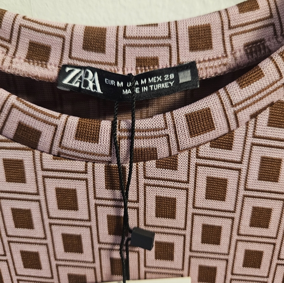 Zara Pink Geometric Long Sleeve Dress - Picture 3 of 4